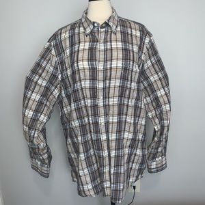 VINCE Long Sleeve Plaid Button Up Brown/Blue XXL